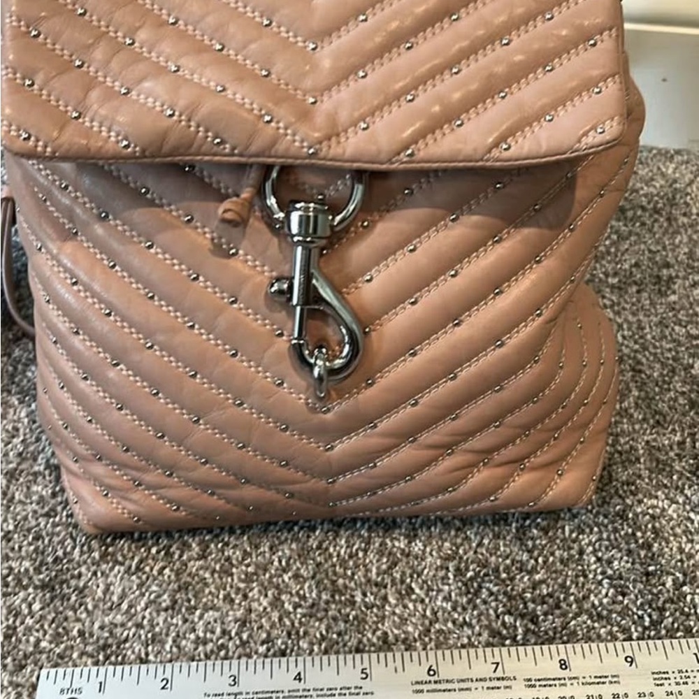 Rebecca Minkoff Tan Quilted Backpack with Metal Clasp